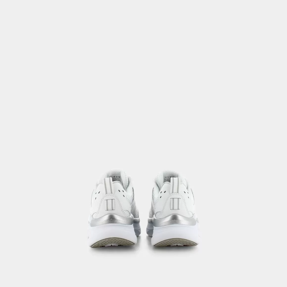 Discount SKECHERS 149023 D'Lux Walker White & Silver Leather / White Mesh / Silver Trim - Sportive Bianco