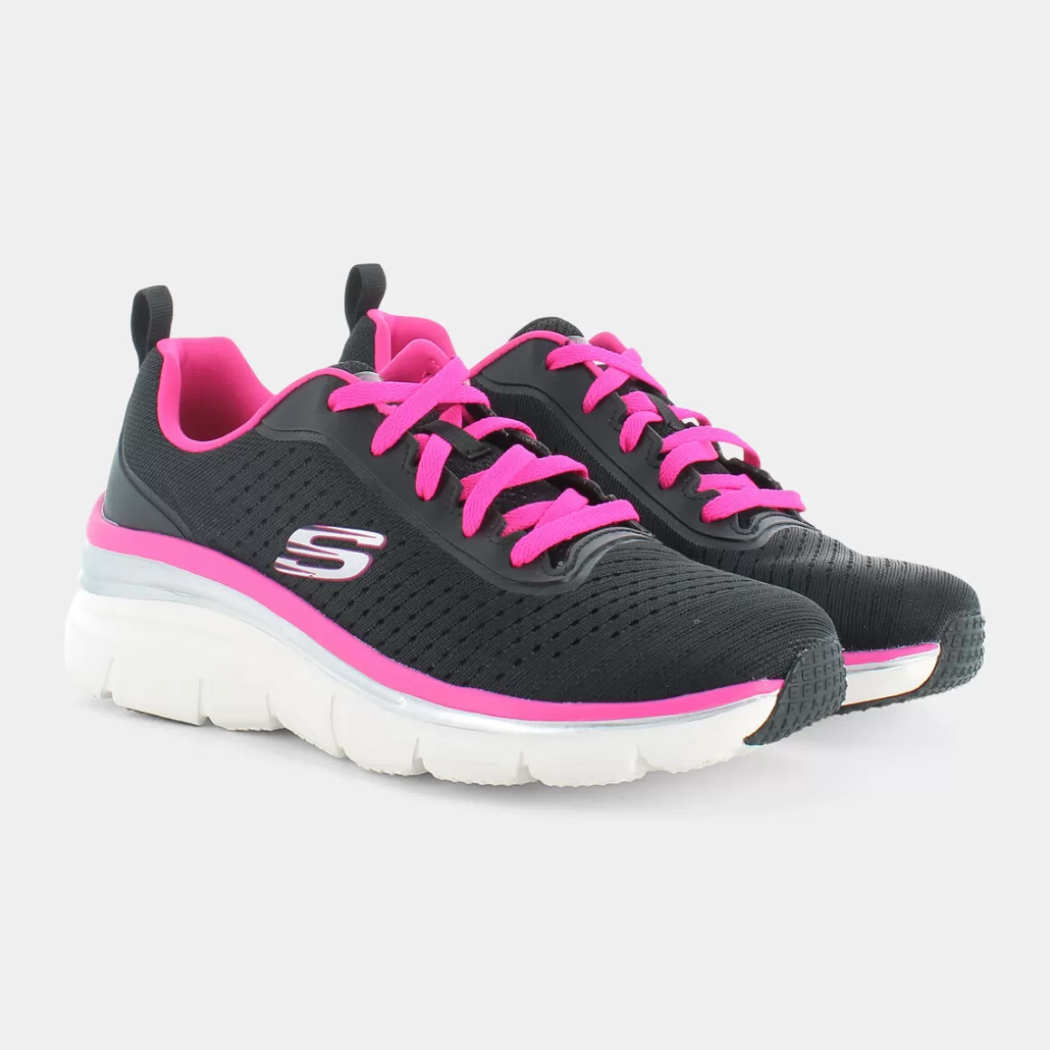 Fashion SKECHERS 149277 Fashion Fit Black Mesh / Hot Pink - Sportive Nero