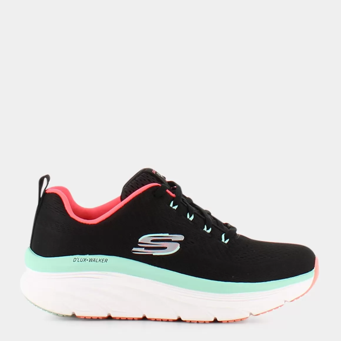 Outlet SKECHERS 149368 D'Lux Walker Black Mesh/Mint Trim - Sportive Nero