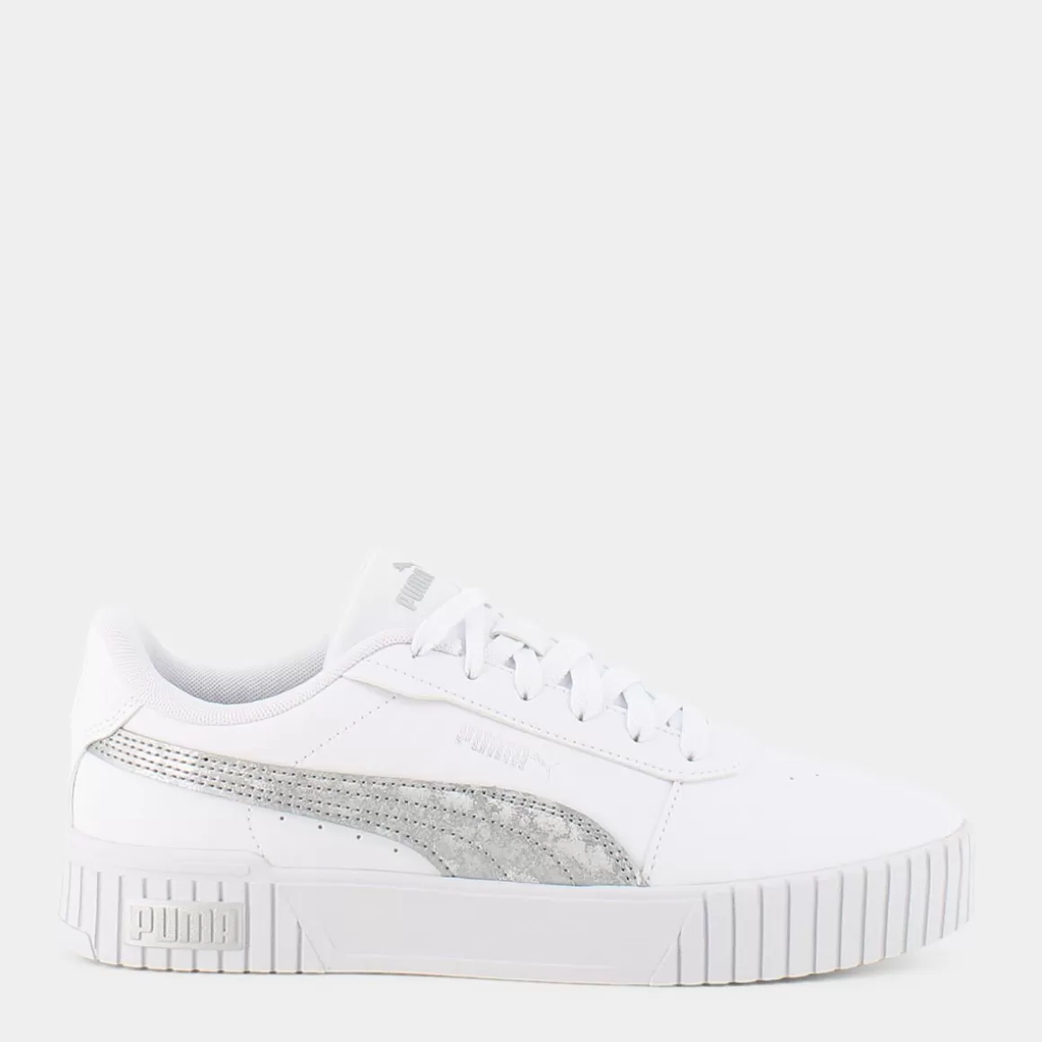 Shop PUMA 389387 Carina 2.0 Space Metallics White-Matte Silver-Silver - Sportive Bianco