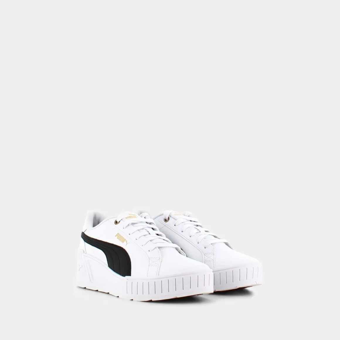 Clearance PUMA 390985 Karmen Wedge White-Black-Gold - Sportive Bianco