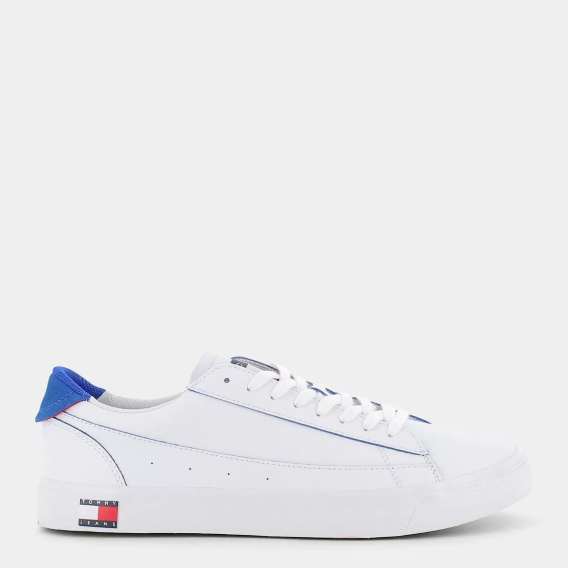 New TOMMY JEANS Em0Em01019Ybr Leather Varsity Sneakers Bianco