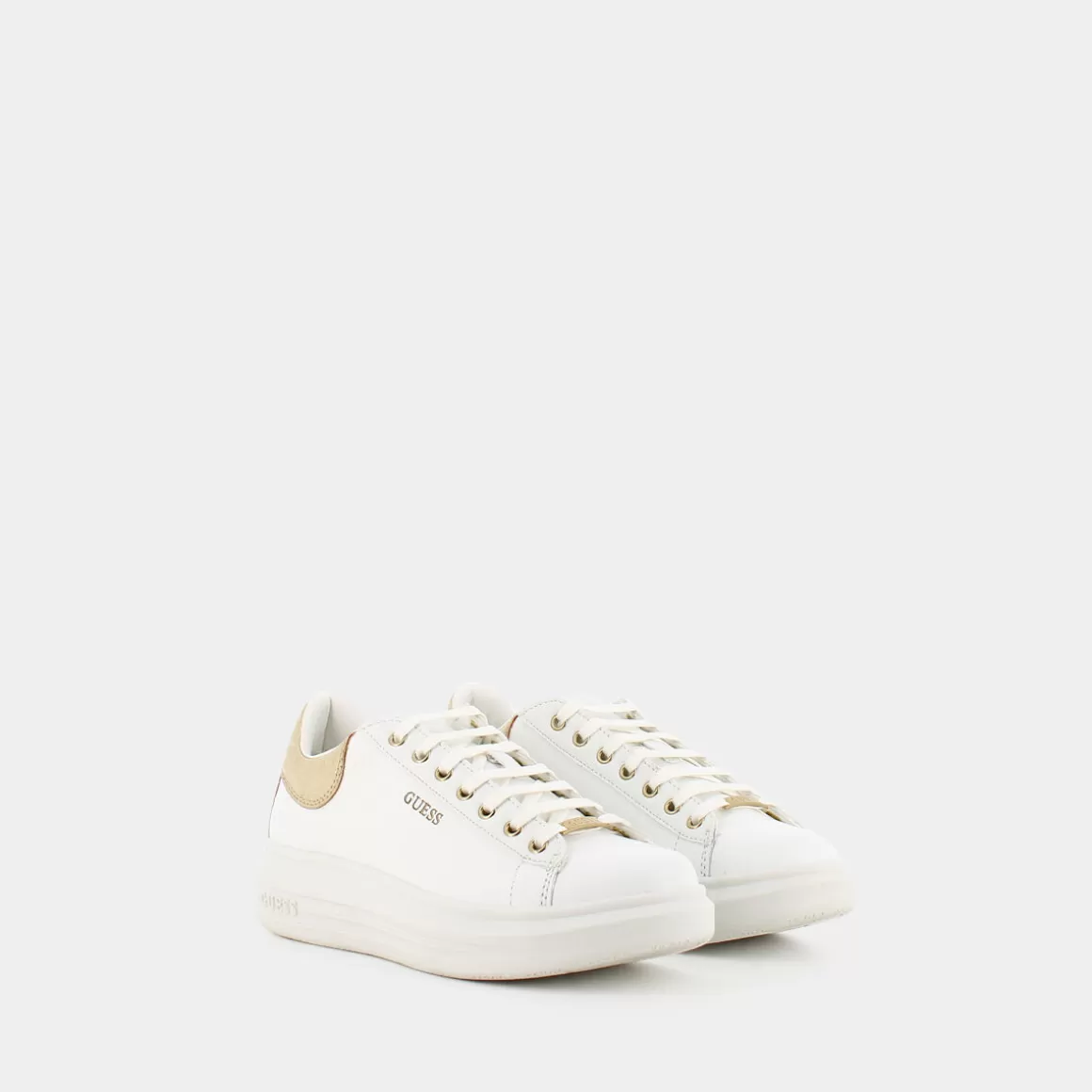 Fashion GUESS Fl7Rno Ele12 /Oro - Sneakers Bianco