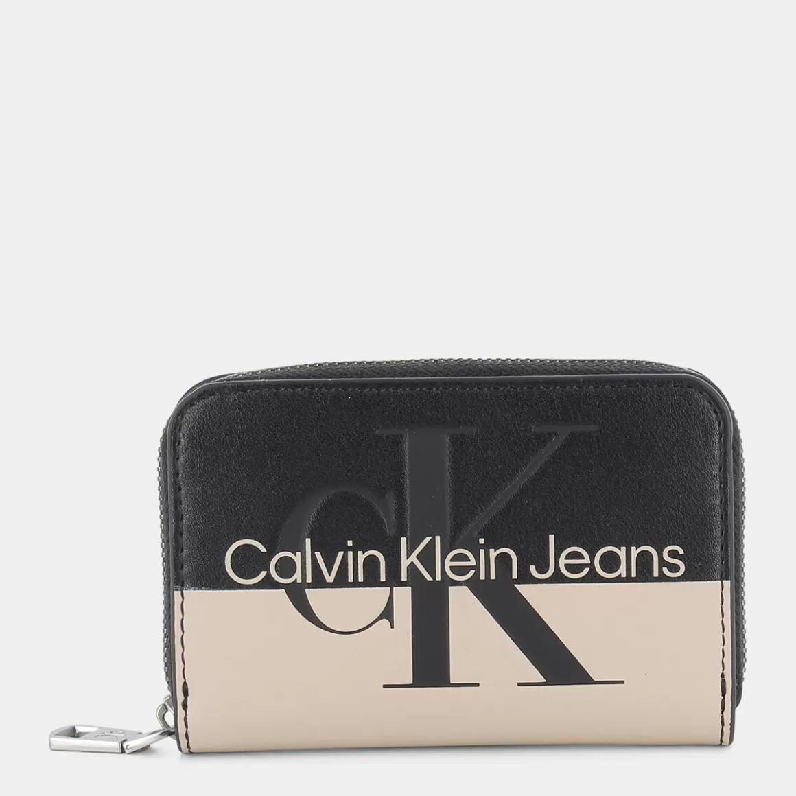 New CALVIN KLEIN JEANS K60K609818-01R Sculpted Bianco Piccola Pelletteria Nero