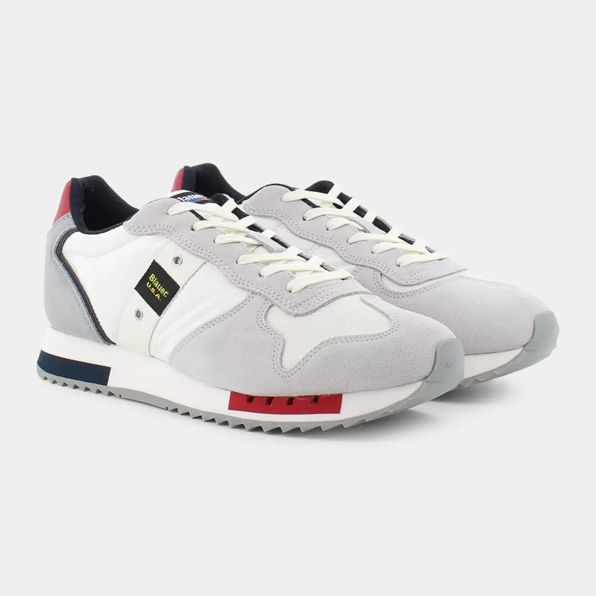 New BLAUER Queens - White/Red/Navy - Sneakers Bianco