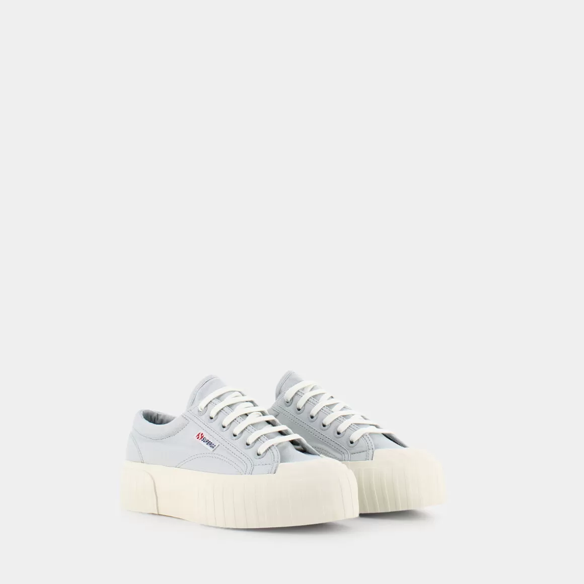 Outlet SUPERGA S5111Sw 2631 Stripe Platform Grey Lilla - Sportive Azzurro